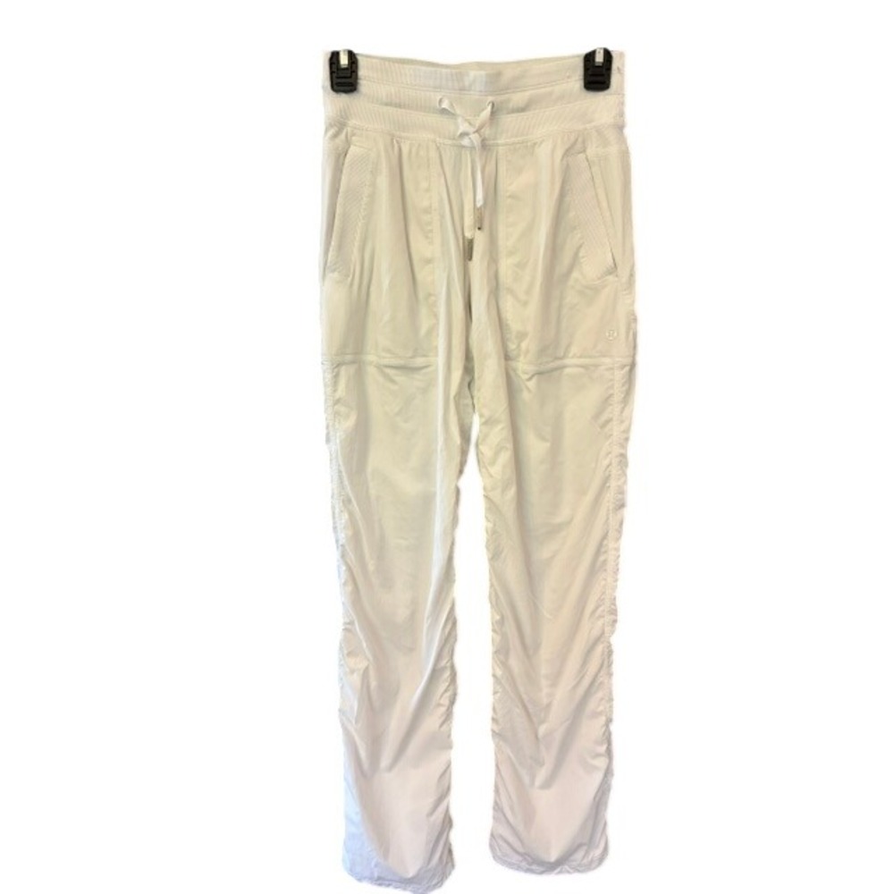 Lululemon Beyond the Studio Jogger‎ Women Sz 2 White Excellent Ruched Pants